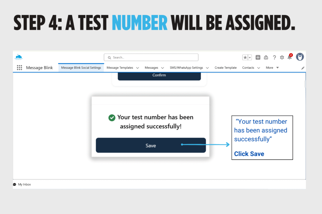 A test number will be assigned for salesforce sms marketing
